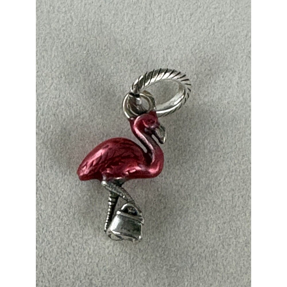 Brighton Florida State Pink Flamingo Bird Zoo Cute Pendant Silver Charm
